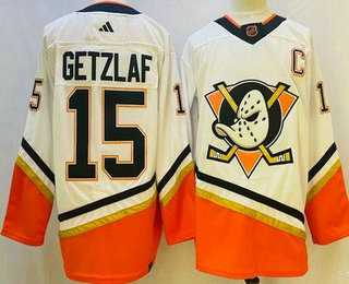 Mens Anaheim Ducks #15 Ryan Getzlaf White 2022 Reverse Retro Authentic Jersey
